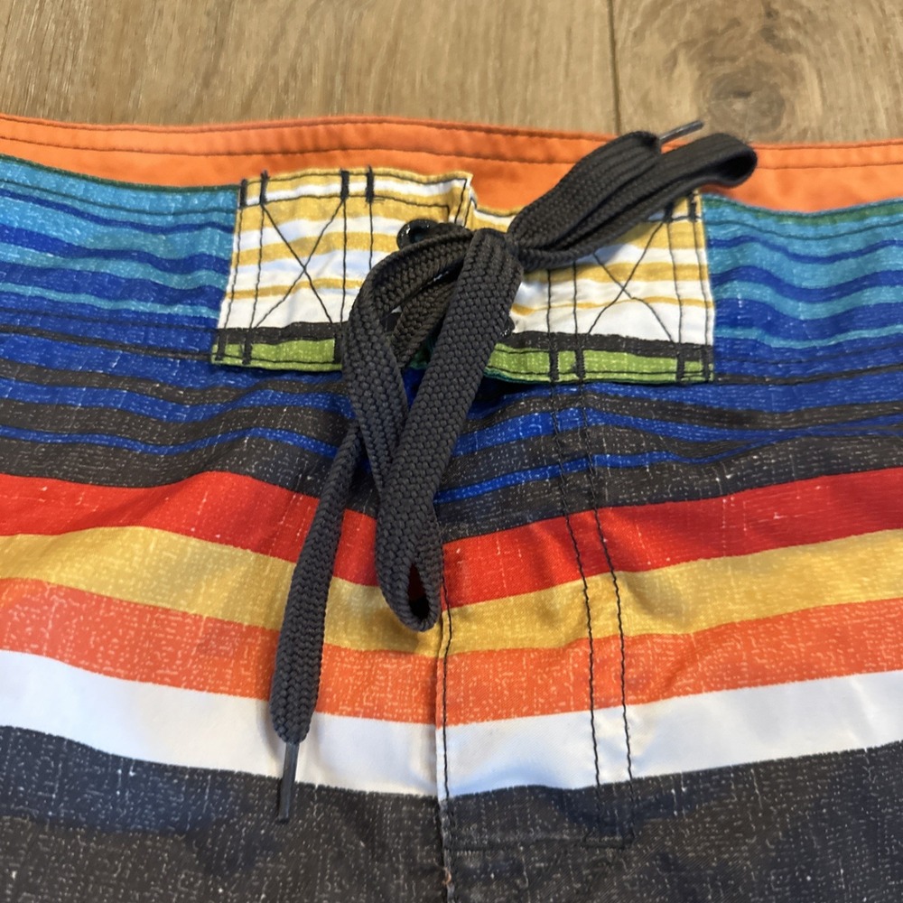 Hang Ten Board Shorts‎ Men's Size 36 Multicolored Stripe Side Pocket - Picture 4 of 10